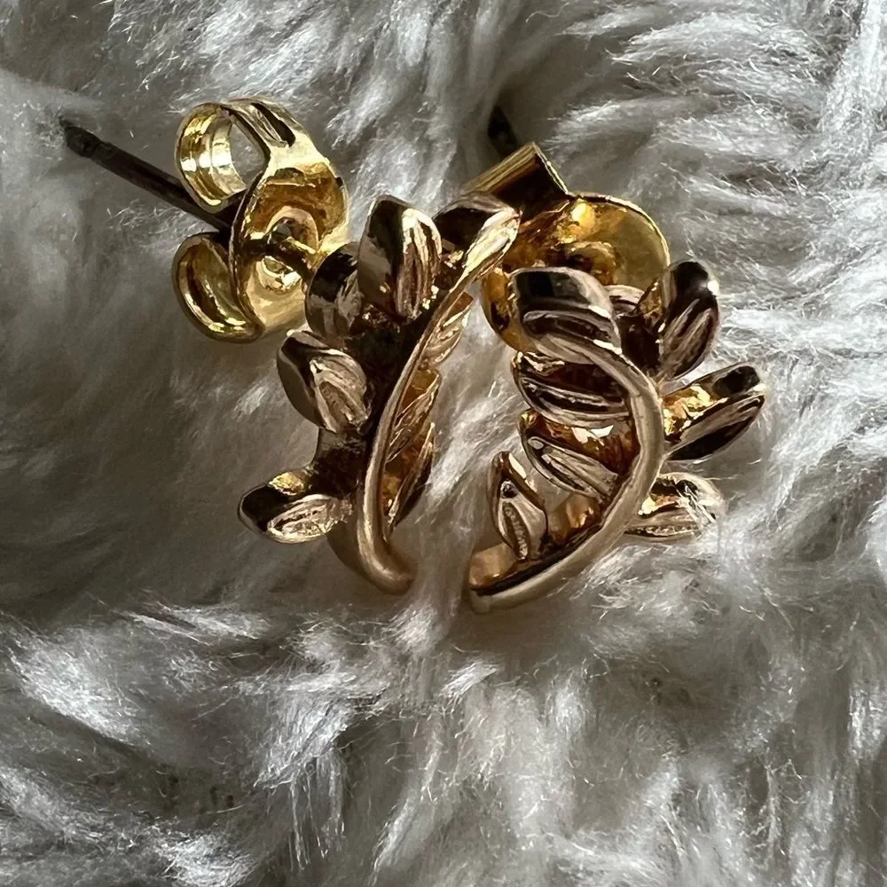 Nordstrom Gold Plated Olive Branch Earrings